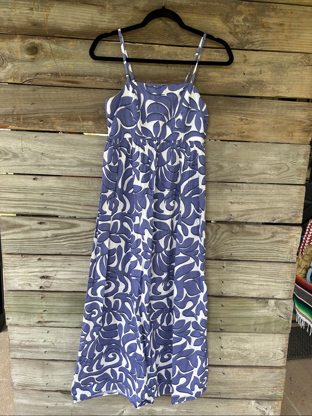 Jessica Simpson Blue and White Printed Spaghetti Strap Maxi Dress